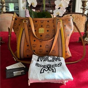 💯Guaranteed Authentic MCM Brown and Yellow Women's Tote Bag with Strap